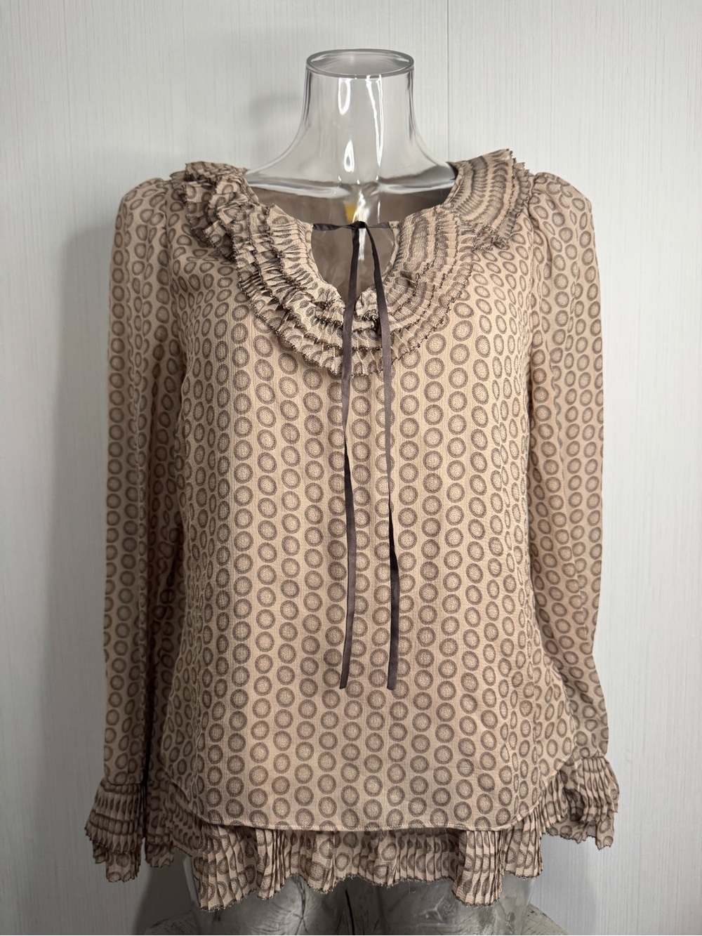Leifsdottir 100% Silk Blouse. Anthropologie. Size 6. Brown/Tan.
